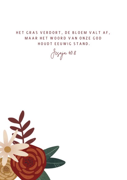 Christelijke sterktekaart met bloemen en bijbeltekst 2