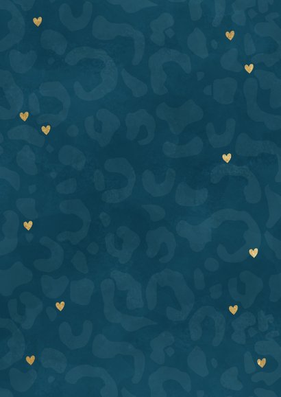 Collage geboorte bedankkaartjes panterprint & gouden hartjes Achterkant