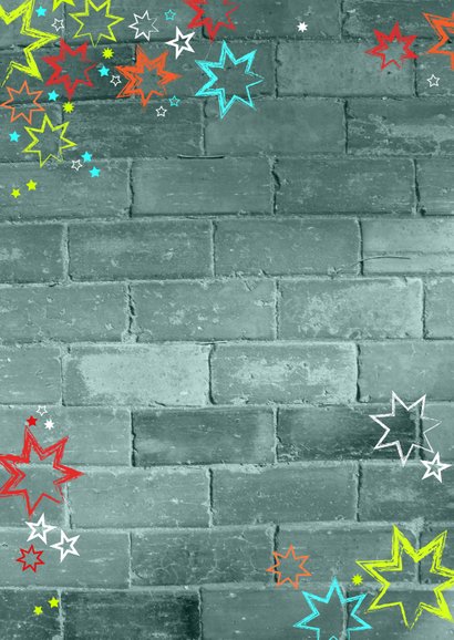 Communie bedank kaart stoer met een muur en sterren 2