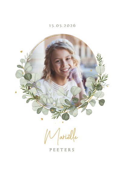 Communie bedankje eigen foto's eucalyptus 2