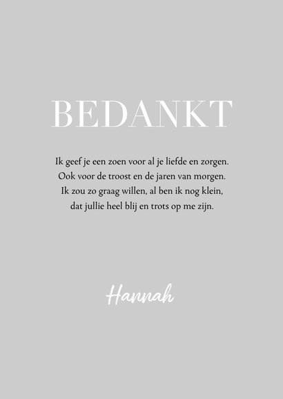 Communie bedankkaart met grote foto en witte tekst 3