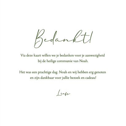 Communie bedankkaart strikje christelijk bedankt foto unisex 3