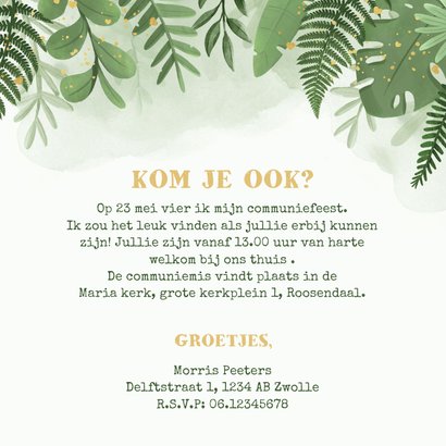 Communie jongen jungle goud hartjes illustratie 3