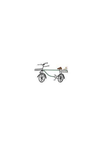 Communie kaartje giraf op de fiets illustratie Achterkant