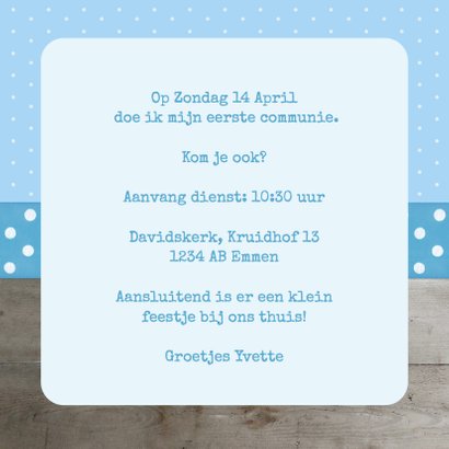 Communie Meisje Hout Stippen 3