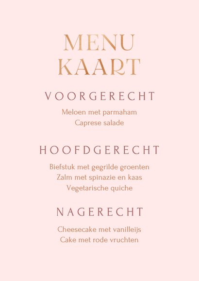 Communie menu fotokaart met koperfolie 3