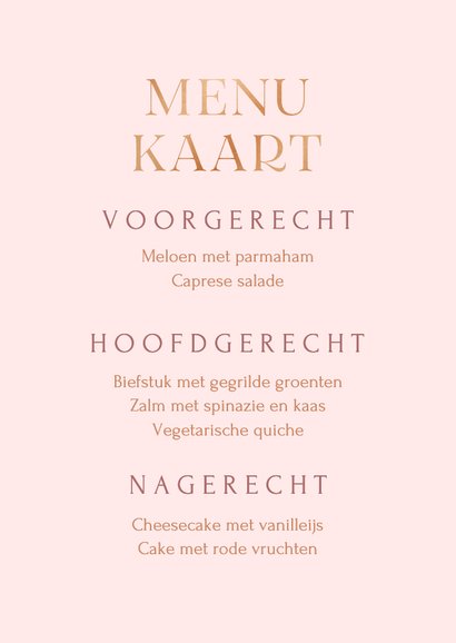 Communie menu fotokaart met koperfolie 3