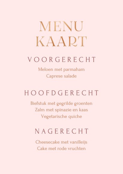 Communie menu fotokaart met koperfolie 3