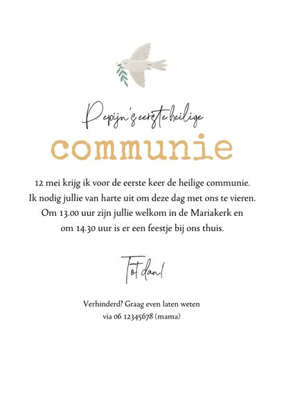 Communie outfit illustratie uitnodiging jongen kerk foto 3