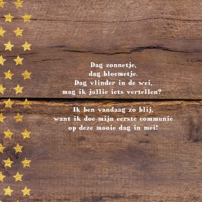 Communie stoere fotokaart hout en sterren 2