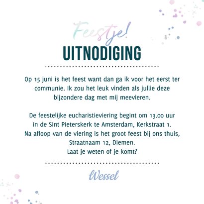 Communie ticket foto uitnodiging modern holografisch 3