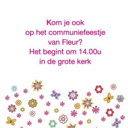 communie uitnodiging bloemen 3