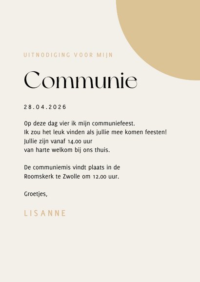 Communie uitnodiging duifje boog ronde vormen en foto 3