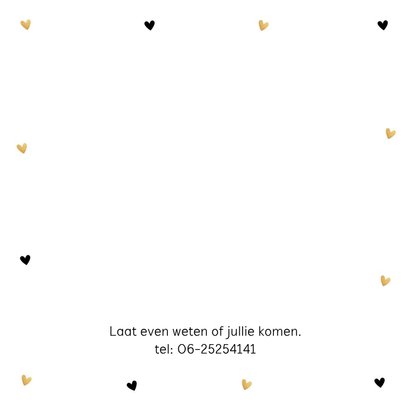 Communie uitnodiging meisje fotocollage wit goudlook hartjes 2