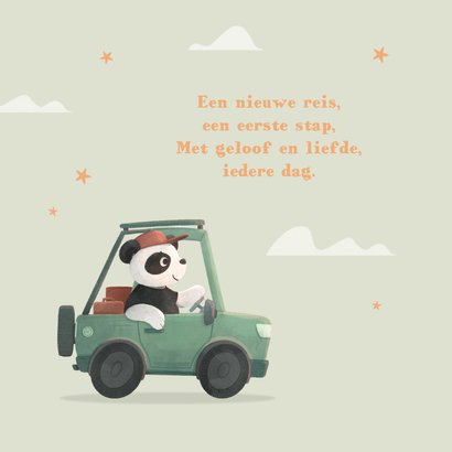 Communie uitnodiging panda auto wolken sterren foto slinger 2