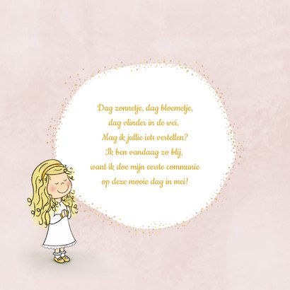 Communie uitnodiging schattig meisje met sterretjes 2