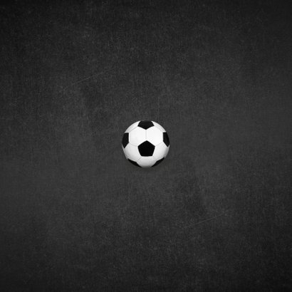 Communie uitnodiging stoer goud krijtbord voetbal foto Achterkant