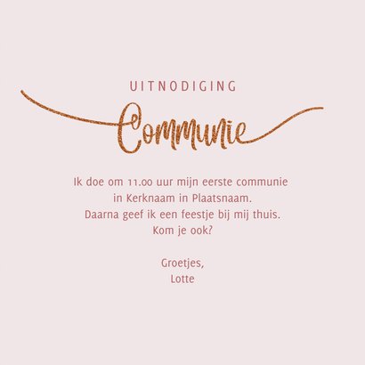 Communie uitnodiging velvet oudroze kaarsjes 3