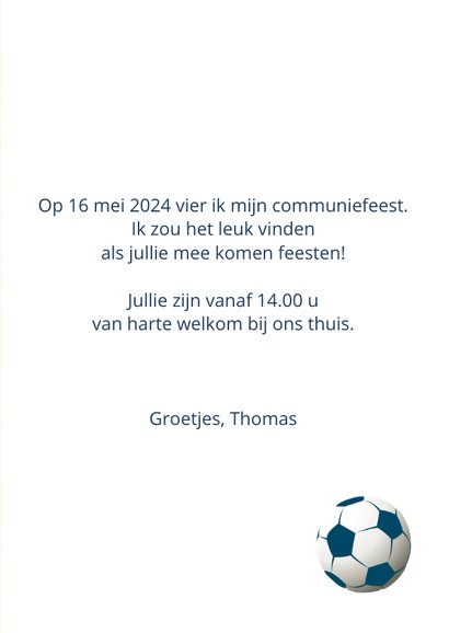 Communie uitnodiging voetbal 3