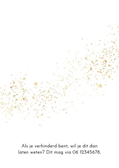 Communie uitnodiging wit met gouden spetters fotocollage 2