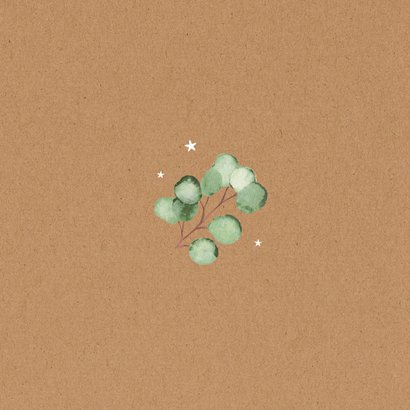 Communie uitnodigingskaart eucalyptus kraft foto Achterkant