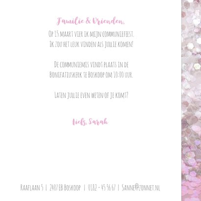 Communie vormsel glitter roze lief 3
