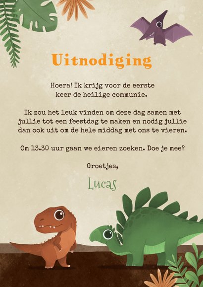 Communiefeest jongen dino's ei vulkaan dinosaurus jungle 3