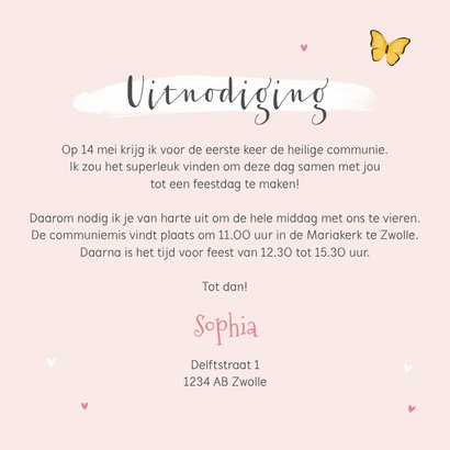 Communiefeest lentefeest hartjes foto vlinder bloemen lief 3