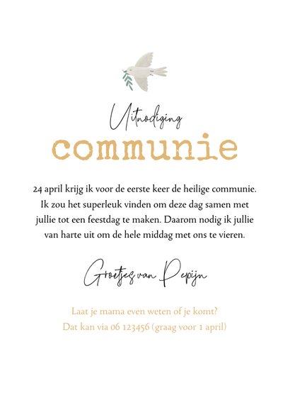 Communiefeest outfit illustraties uitnodiging jongen kerk 3