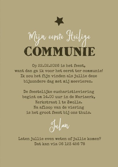 Communiefeest stoer groen foto ster foto 3