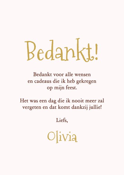 Communiekaart bedankt gerbera bloemen kleurrijk goud foto 3