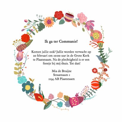 Communiekaart bloemenkrans - DH 3