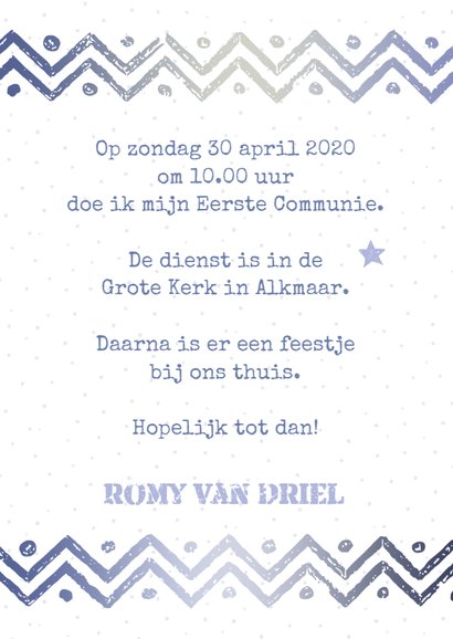 Communiekaart Boho veer indigo-lavendel 3