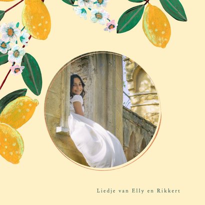 Communiekaart citroenen en bloemen 2