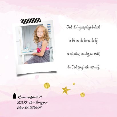 Communiekaart feest roze 2