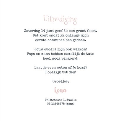 Communiekaart houten wegwijzers hartjes foto 3