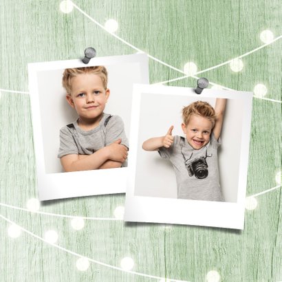 Communiekaart houtlook groen lampjes met foto 2