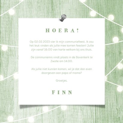 Communiekaart houtlook groen lampjes met foto 3