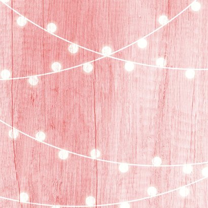 Communiekaart houtlook roze lampjes met foto Achterkant
