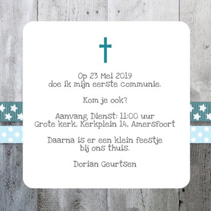 Communiekaart jongen hout ster 3