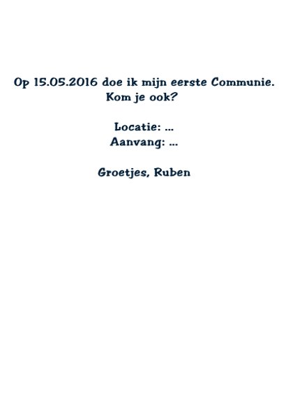 Communiekaart jongen sterren hout 3