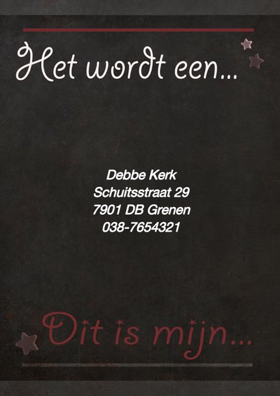 Communiekaart krijtbord boy - BK 2