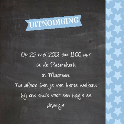 Communiekaart krijtbord jongen 3