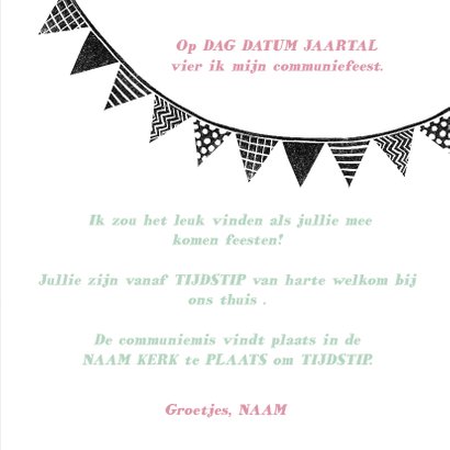 Communiekaart krijtbord meisje 3