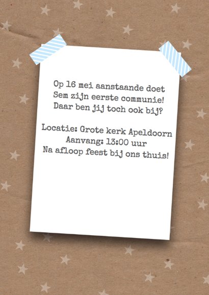 Communiekaart letterslinger boy 3