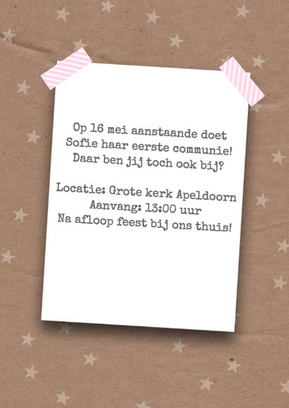 Communiekaart letterslinger roze 3