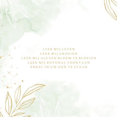 Communiekaart lief groene waterverf met blaadjes 2