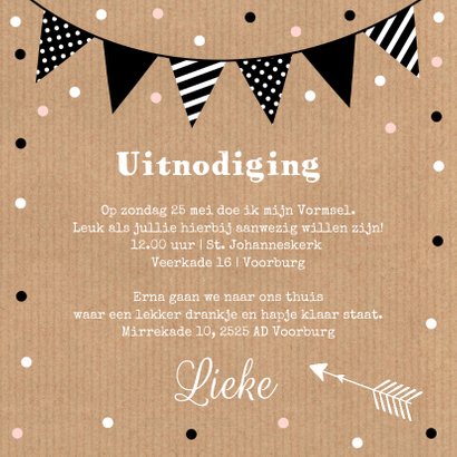 Communiekaart meisje kraft foto confetti slinger 3