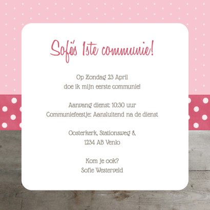 Communiekaart meisje stip foto 3