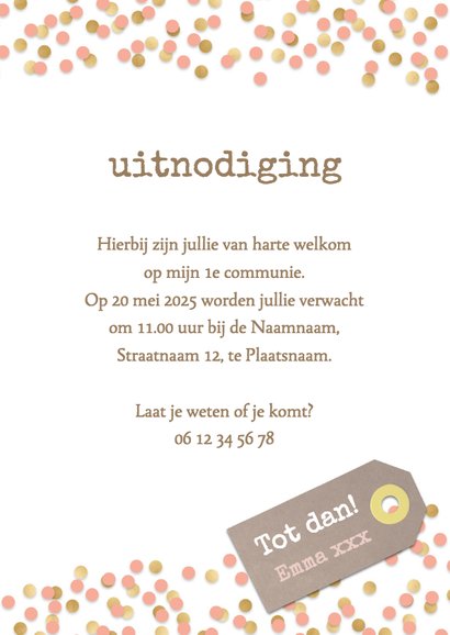 Communiekaart met confetti 3